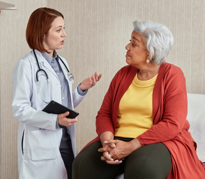An HCP talking with Phyllis, a 70-year-old woman